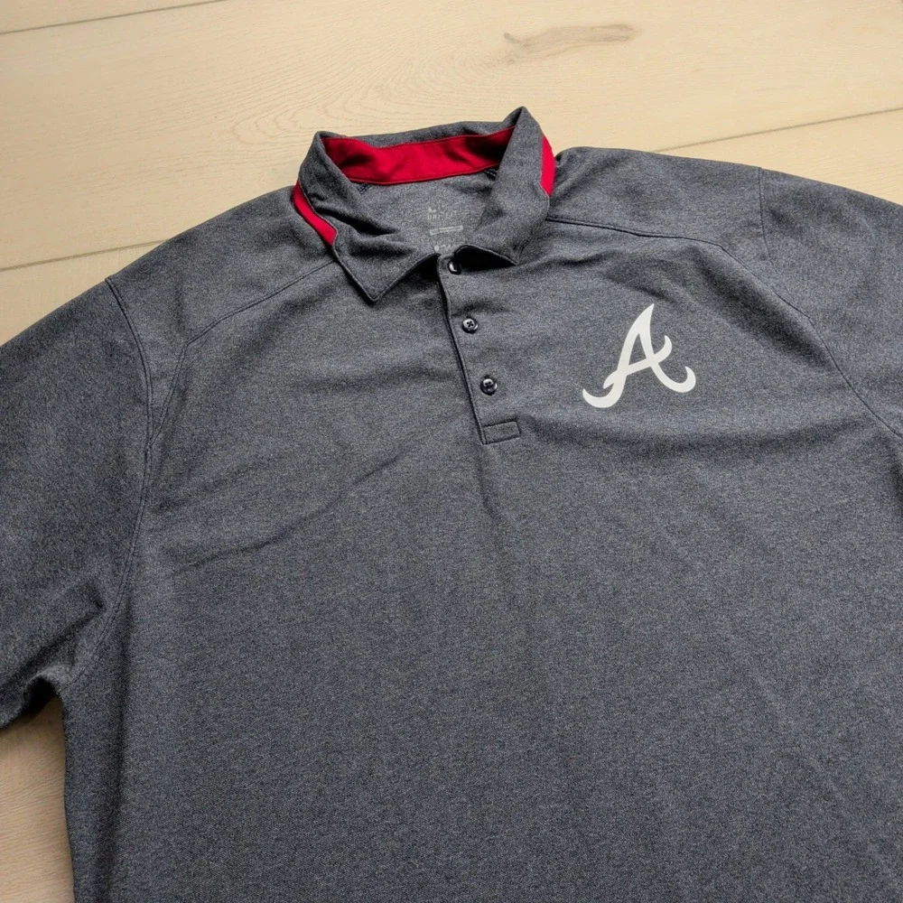 Nike Atlanta Braves MLB Dri-FIT Polo Shirt Mens XL Gray Heather Golf Baseball